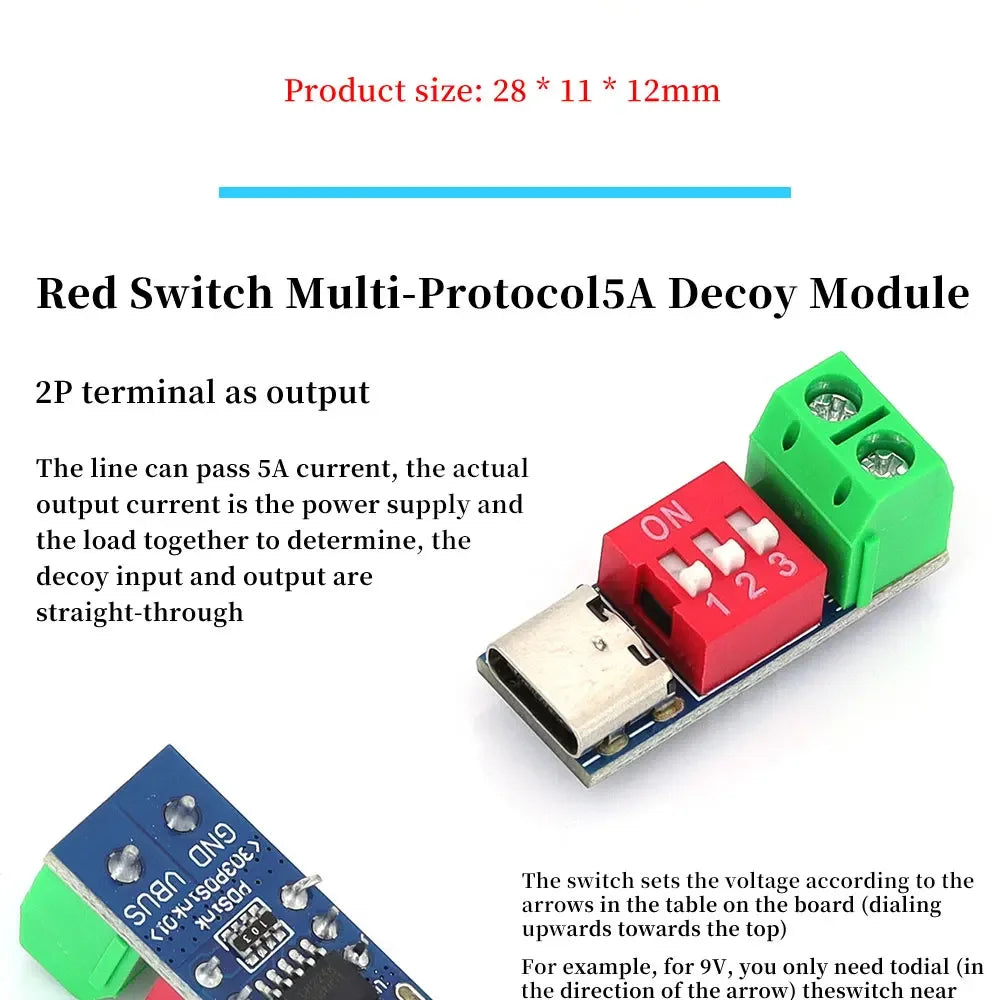 1/3/5/10/20PCS Type-C PD QC Trigger Module 5V 9V 12V 15V 20V Adjustable Fast Charging Decoy Module 100W