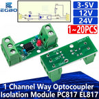 1~20PCS 1 Channel Way Optocoupler Isolation Module PC817 3V-5V 12V 24V Photoelectric Isolator Rail Holder PLC Drive Motor Board