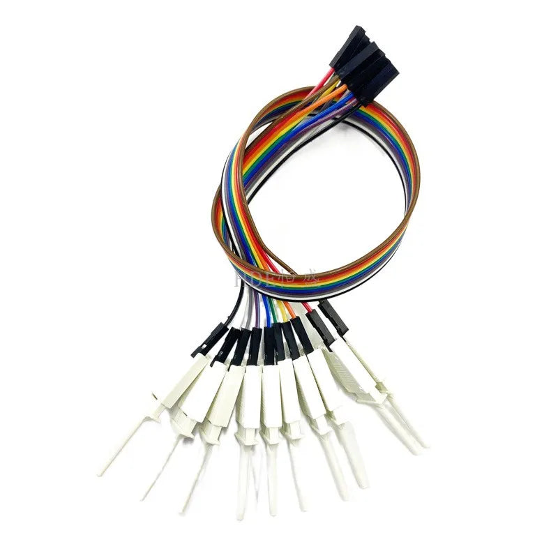 10Pcs Test Hook Clips with 20/30cm Male Header Jumper Wires & SOIC IC Grabber, Test Hook Clips to Dupont Wire for Power Supply