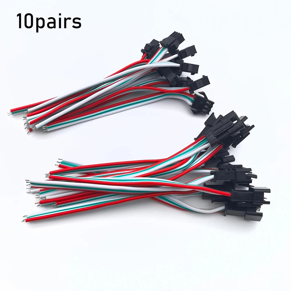 3 Pin JST SM Male Female Plug Connector Cable For WS2812B WS2812 WS2811 LED Strip Lamp