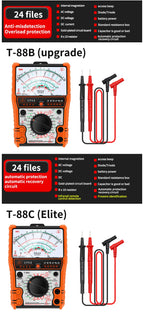 2025New Pointer Multimeter T88A T88B T88C AC/DC 2500V Volt-Ammeter Analog Multimetro Resistor Tester With Coat Electrician Tools
