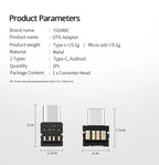 OTG Micro USB Type C Adapter USB-C Male to USB 2.0 Female Data Connector for Macbook Samsung Xiaomi Huawei Android Phone