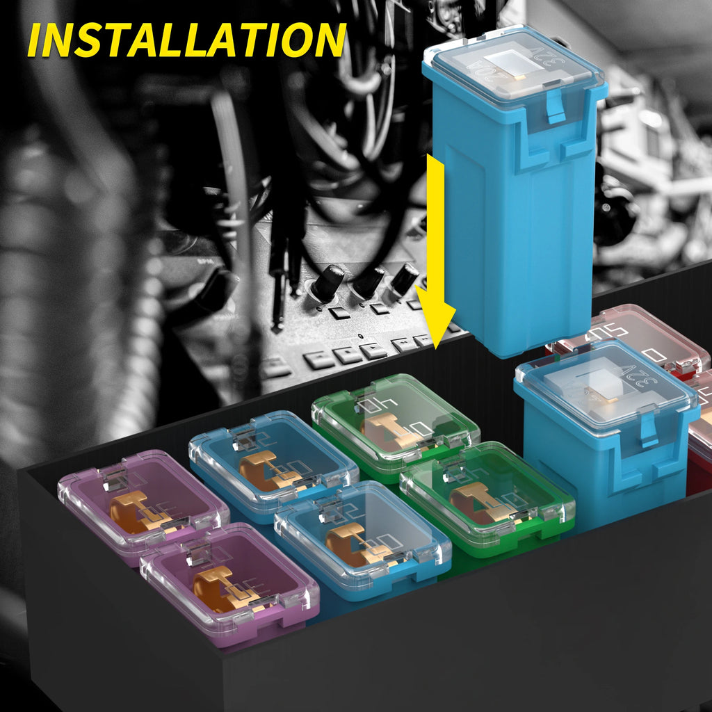 10Pcs Jcase Fuse Kit Mini Jcase Fuse Assortment Tall & Low Profile for Pickup Truck Car SUV (20A/30A/40A/50A/60A Each 2Pcs)