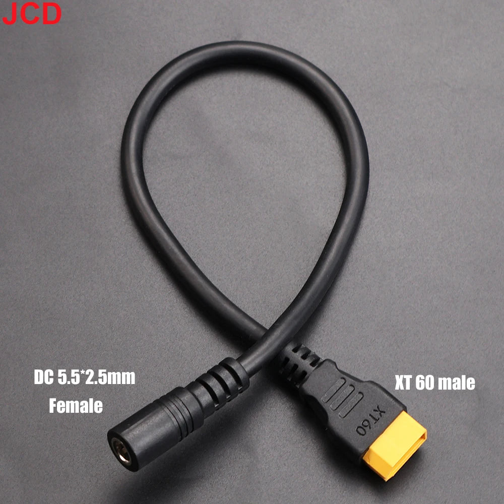 JCD 1pcs 10A Ultra-soft XT60 Plug Male Female Connector to DC 5525/DC5521 Power Cable for Fly Multirotor Field Repairs Apply