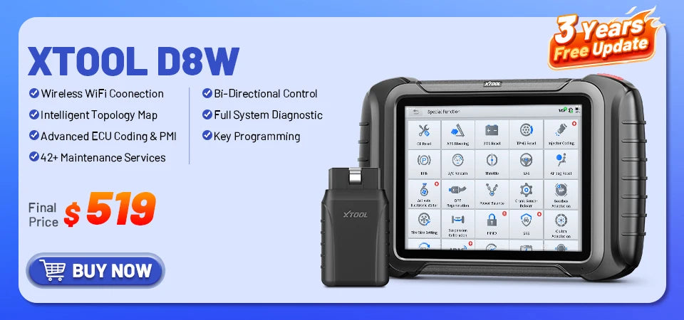 XTOOL D7W Bluetooth Diagnostic Tool All System Automotive Scanner Bi-Directional Control ECU Online Code Built in CAN FD DOIP