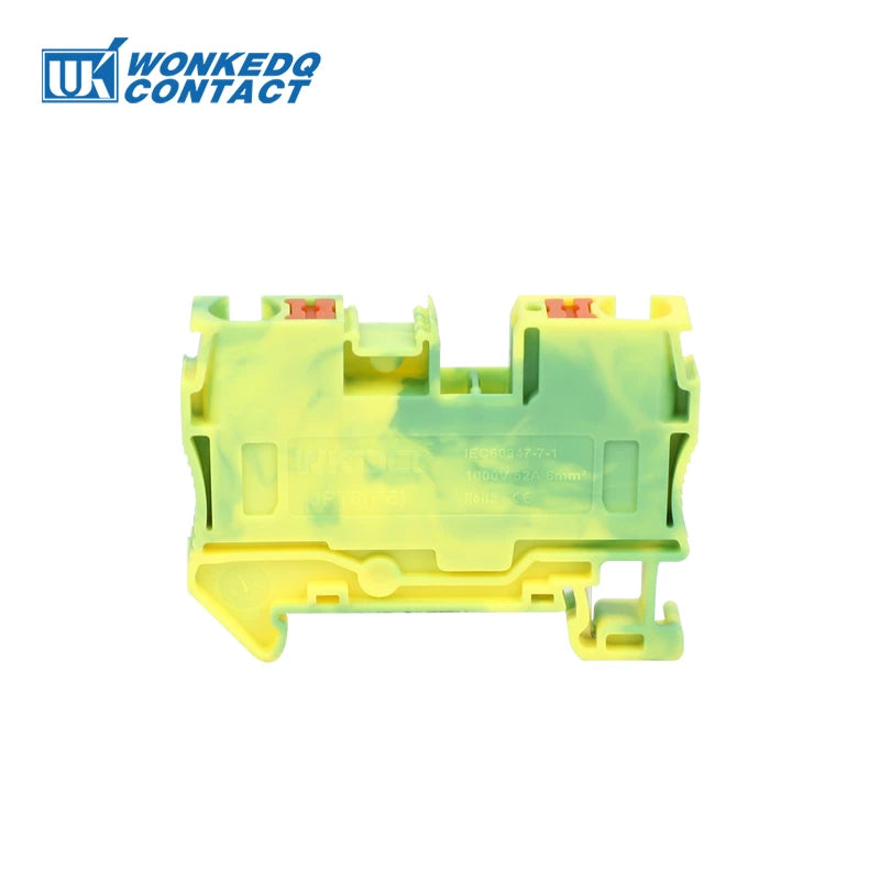 PT6-PE Push-in 6mm² Ground Din Rail Terminal Block Feed-Through Protective Earth Strip Plug Wire Electrical Connector PT 6-PE