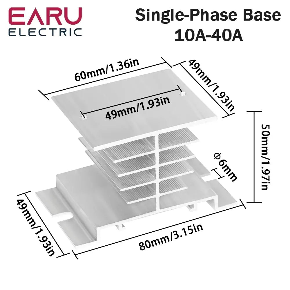 EARU 10A-200A New Single Phase Three Phase Solid State Relay Module Heat Sink SSR DA AA DD Aluminum Fins Radiator Din Rail Mount