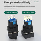 16mm Key Rotary Knob Push Button Switch 2 3 Positions Latching Self Lock Round Square Selector Start Up Power Switch 3/6 Pins