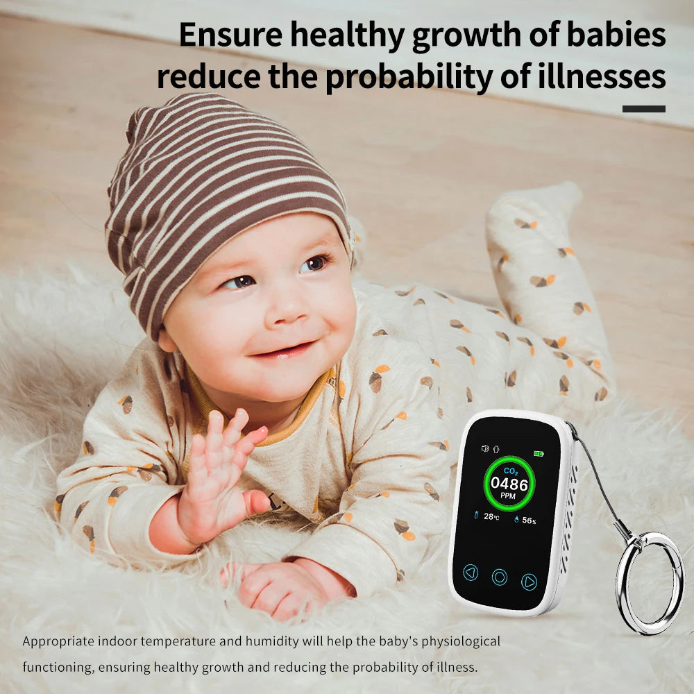 3 in 1 Air Quality Meter CO2 Temp Humidity Tester LCD Screen NDIR Sensor Carbon Dioxide Monoxide Detector with Voice Alarm