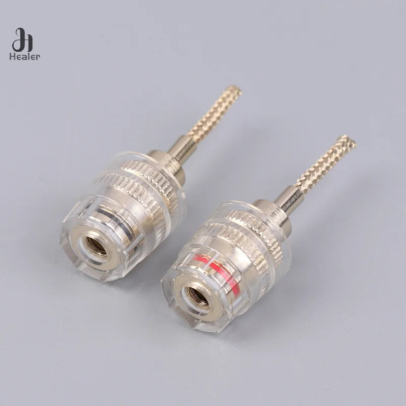 2/4Pcs 4MM Banana Female To 2MM Pin Connector HIFI Cable Adapter Plug Braided Copper Wire Socket
