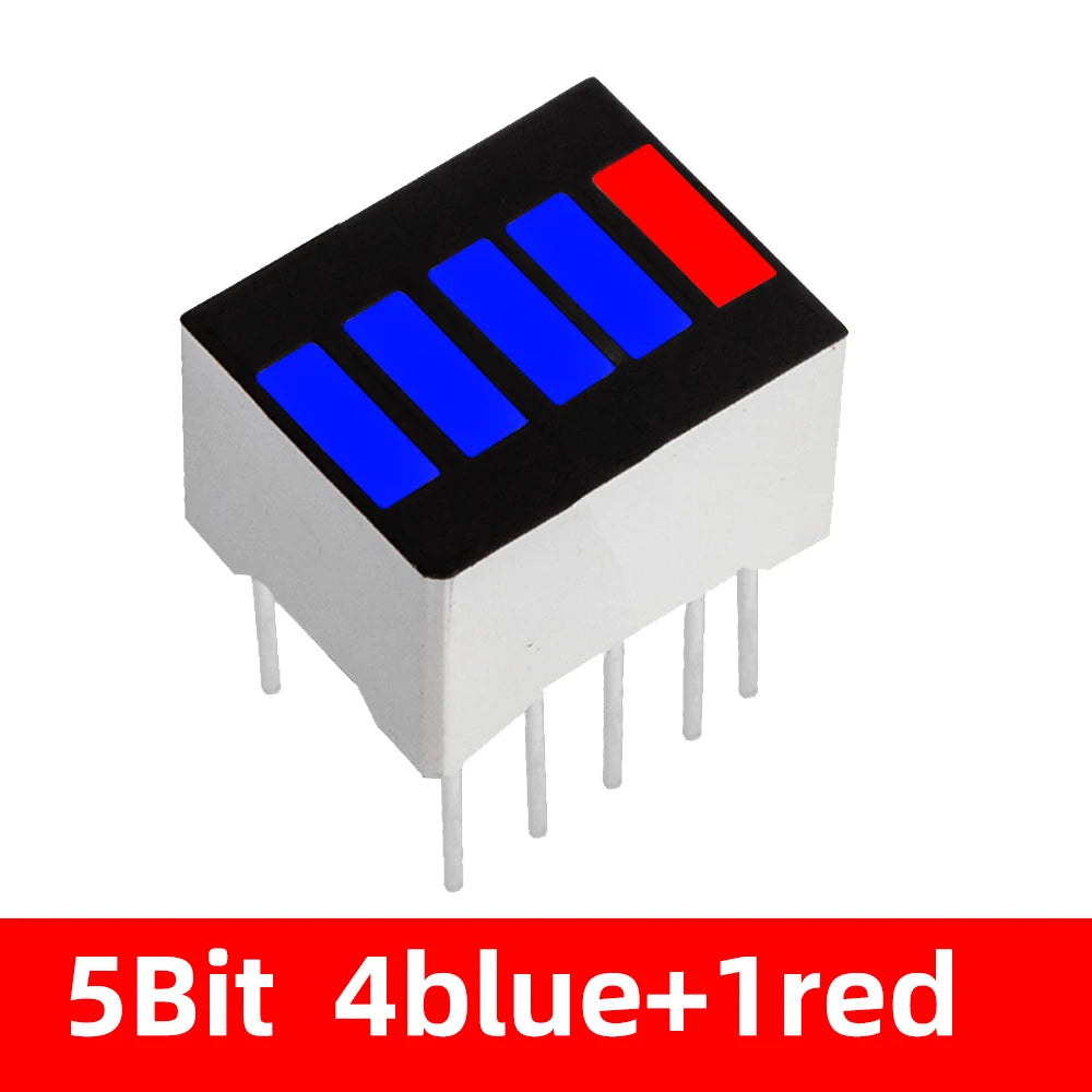 Super Bright 5/8/10/12/20 Segments LED Bar Module - Battery Level Indicator with Red/White/Blue Multicolor Options