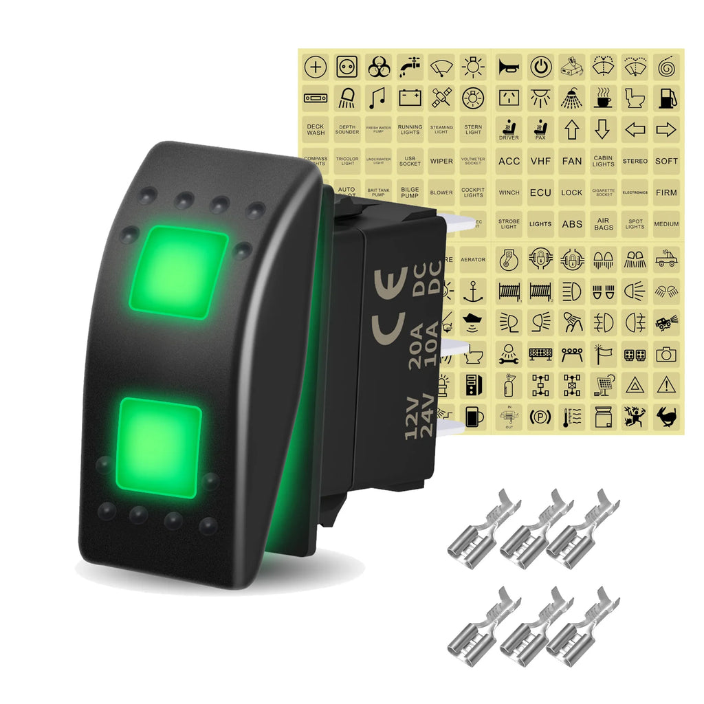 12V 20A White Lens Led Rocker Switch SPST / DPDT / Latching ON-OFF / Momentary (ON)-OFF-(ON) For Carling Switch Replace