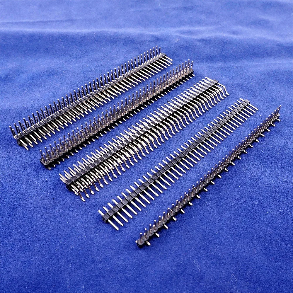 5 20 100 Pcs 2.54 MM Pitch Pin Header Male Dual Straight 90 180 Degree Single Row Right Angle SMD 1x40 Pin 2x40 Position