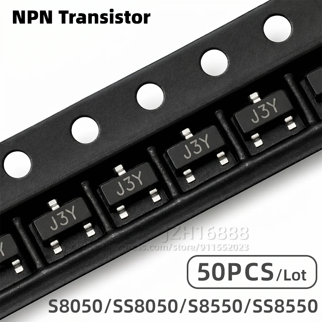 50PCS S8050 SS8050 S8550 SS8550 Transistor NPN PNP SOT-23 SMD Small Signal BJT J3Y Y1 2TY Y2 Marking Code Electronic Components