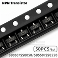 50PCS S8050 SS8050 S8550 SS8550 Transistor NPN PNP SOT-23 SMD Small Signal BJT J3Y Y1 2TY Y2 Marking Code Electronic Components