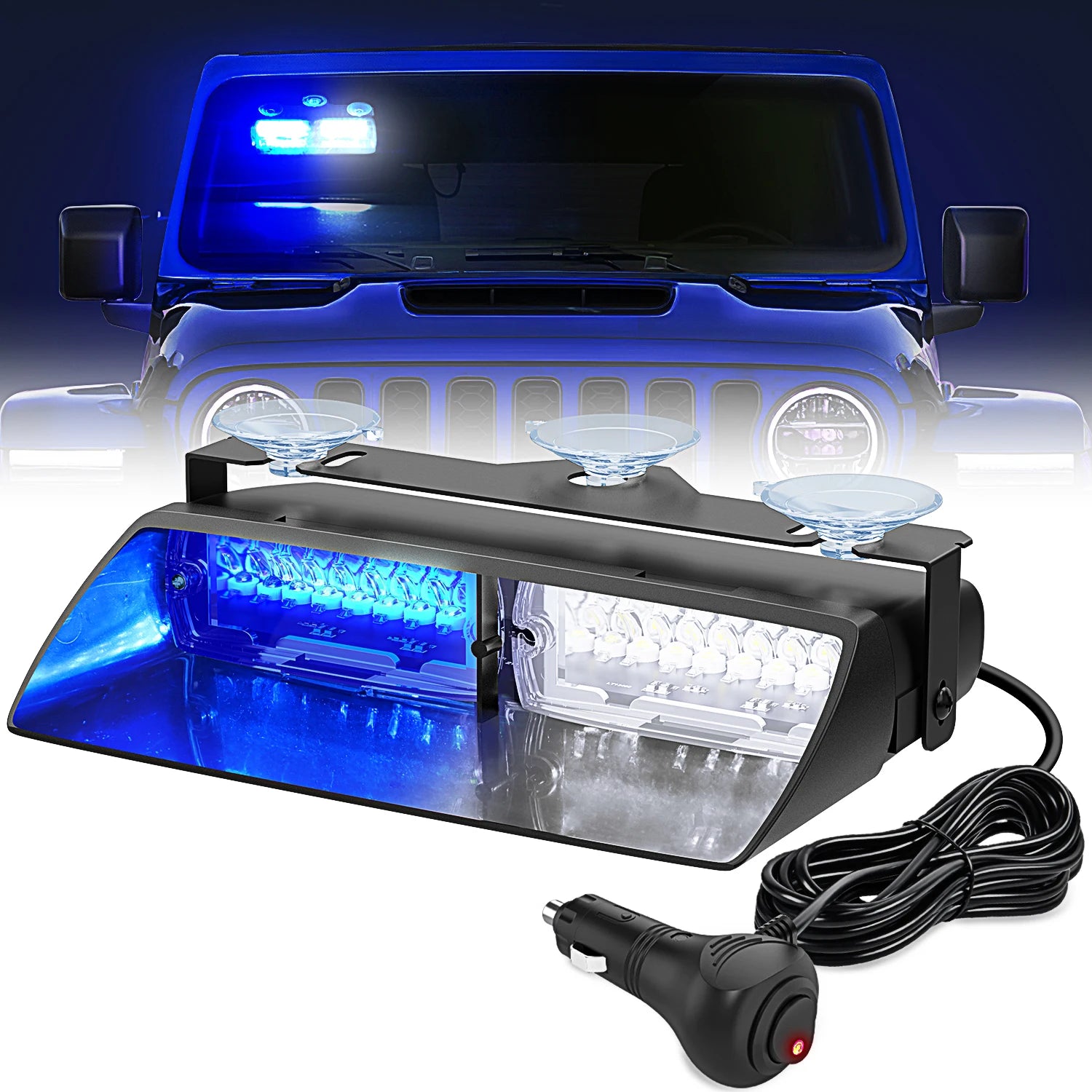 Nilight Bright LED Strobe Lights , Car Windshield Warning Flash Light with Suction Cups, Hazard Safety Lamp for Truck