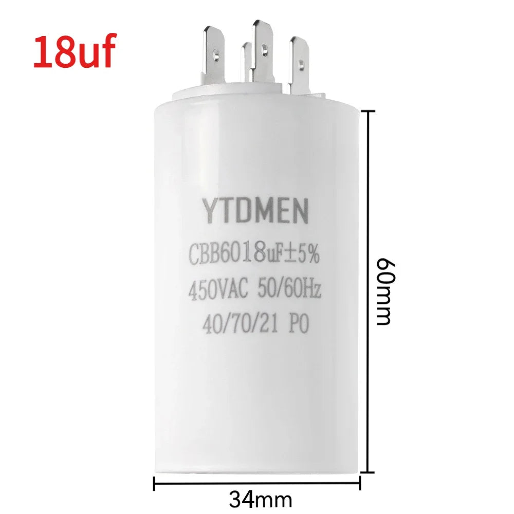 CBB60 450VAC 4~60μF ±5% 4-Pin Double Insert Motor Run Capacitor for Air Conditioner/Refrigerator/Pump，50/60Hz