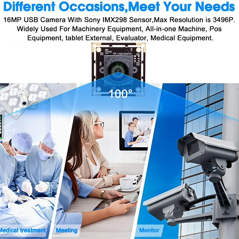 ELP 16MP No Distortion USB Webcam IMX298 Color Sensor HD Surveillance Camera Module for OCR Passport Scanning