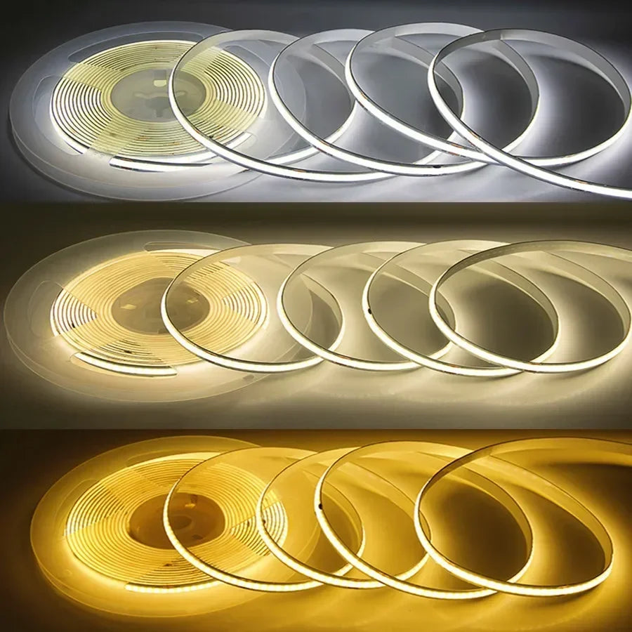 320Leds/M 8mm COB LED Strip DC 12V 24V Flexible High Bright Tape LED Light Bar Ice Blue White Red Green Pink Yellow LED Lighting