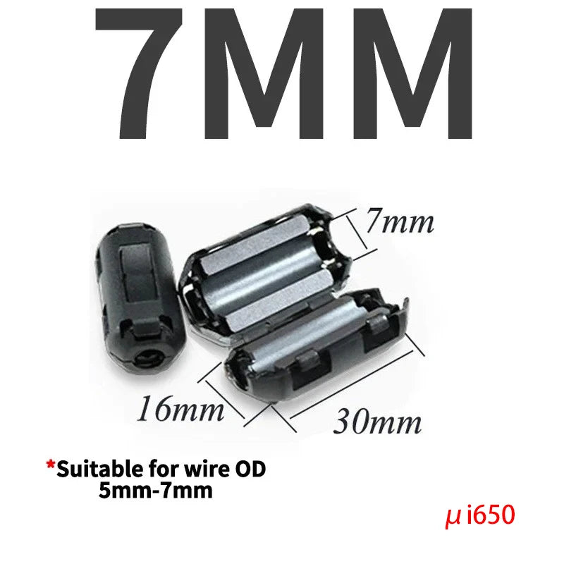 10/20Pcs Clip-on Ferrite Core Ring Bead 3.5-15mm EMI RFI Noise Filter Snap Cable Clip Choke for Black Audio Video Wire