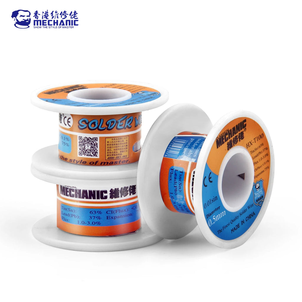 MECHANIC HX-T100 55g Mild Rosin Core 183℃ Melting Point 0.2mm-1.2mm High Purity Solder Wire Welding Flux for PCB repair