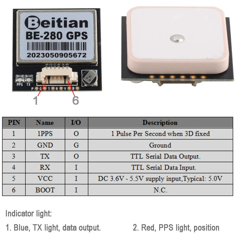 Beitian GPS Receiver Module BN-180/220/250/280/880 Multi-GNSS Support for Arduino Flight Control Drone