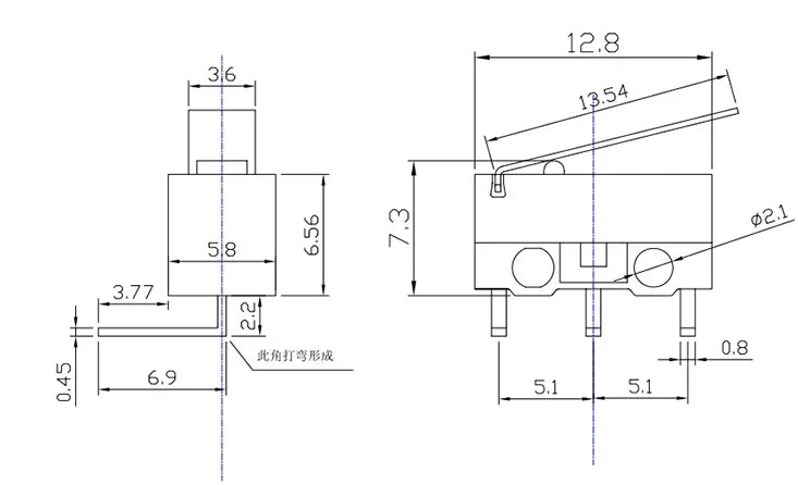 10Pcs Mini Micro Limit Switch NO NC 3 Pins PCB Terminals SPDT 1A 125V Roller Arc Lever Snap Action Push Microswitches