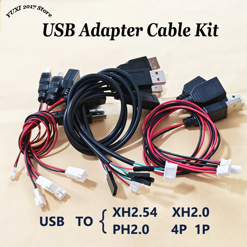 USB Adapter Cable Kit With PH2.0/XH2.54 Connectors For Power Signal Cables Of DIY Electronic Products 3D Printers RC Toys Etc