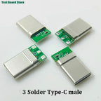 1Set Type C Male Connector 3 Solder Joint CC Pin CTOC5 With Capacitor Notebook Adapter PD Three Wire Charging Head With Shell