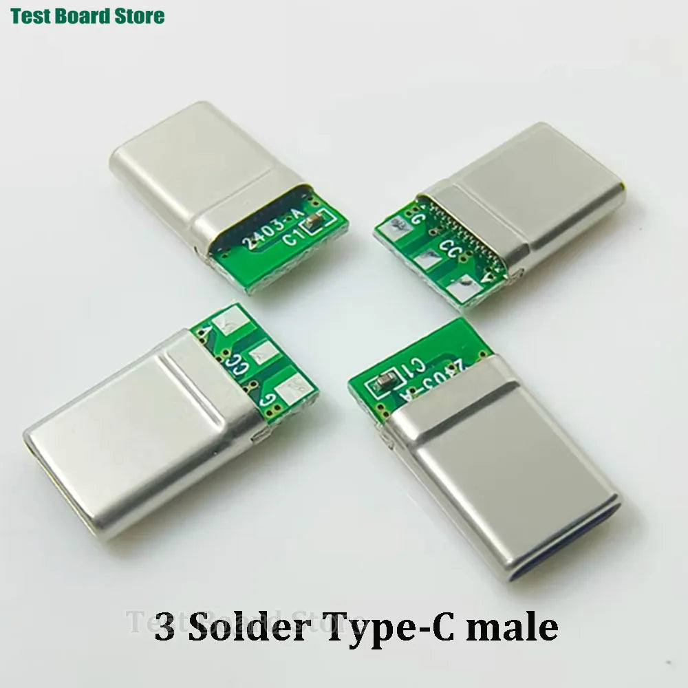 1Set Type C Male Connector 3 Solder Joint CC Pin CTOC5 With Capacitor Notebook Adapter PD Three Wire Charging Head With Shell