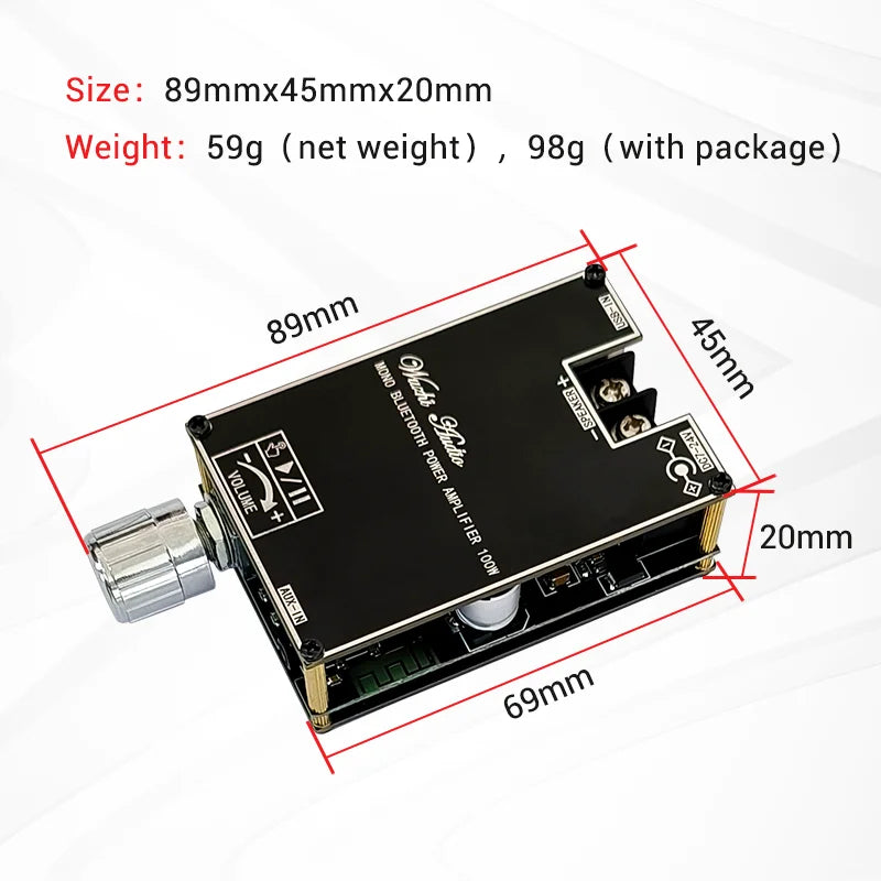 100W Bluetooth 5.1 TPA3116D2 Mono Bt Audio Power Amplifier Module AMP Amplificador Home Theater With TWS Mode 1001B