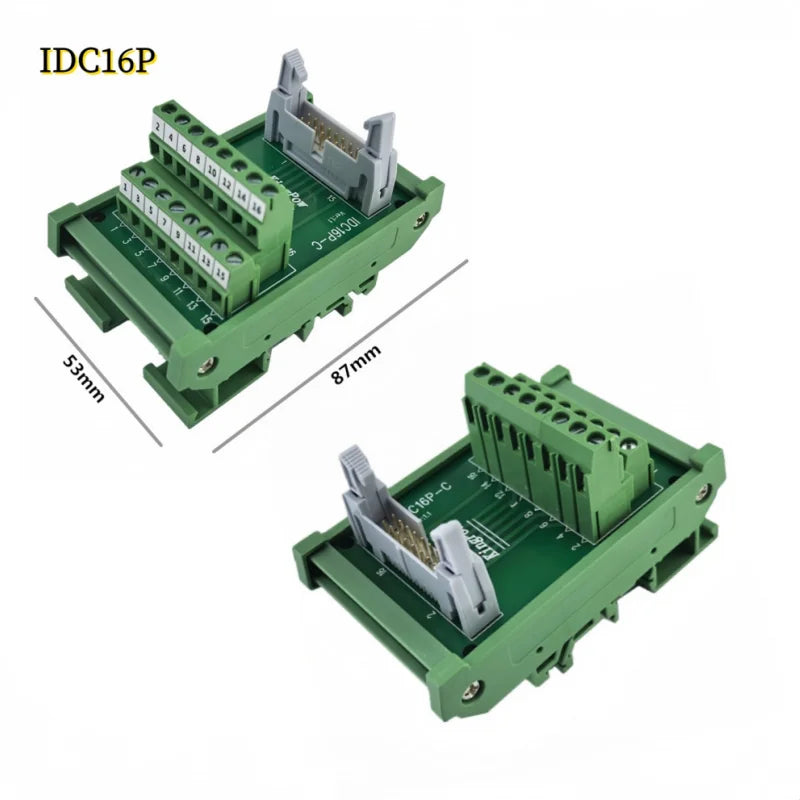 IDC10P/14P/16P/20P/26P/30P/40P/50P/60P/64Pin DC-2 To Terminal Block Breakout Board Adapter PLC Relay Terminals DIN Rail Mounting