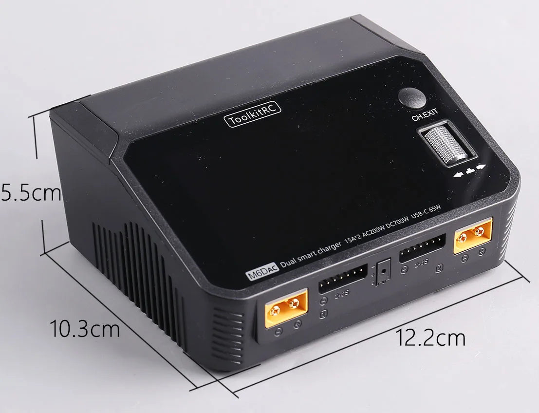 ToolkitRC M6DAC 350W X 2 USB-C 65W AC/DC Dual Smart Charger Discharger for 1-6S Lipo LiHV Lion NiMh Pb Battery with 15A Balance