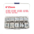 100pcs/lot Set Kit 6*25MM 250V Ceramic Fuse 1A 2A 3A 4A 5A 6A 8A 10A 15A 20A Fuses 6x25mm