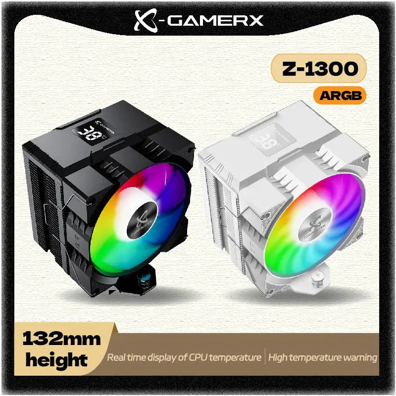 Power Train X-Gamerx Z-1300 9cm with Digital Temperature Display Four Heat Pipe CPU Air Cooler ARGB LGA1700 1200 115X AM4 AM5