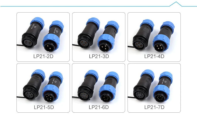LP/SP21 Nut/Flange/Docking Waterproof Connector Welding Free 2/3/4/5/6/7 Pin IP68 Outdoor Female Plug Male Socket Screw Wiring