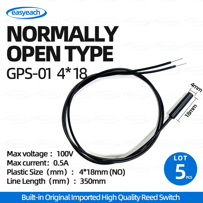 5pcs GPS-01 Reed switch 4x18mm 5x15/20/25mm 6x30/38mm NO/NC 6*38mmHP normally Open/closed Magnetron proximity Sensor GPS-01A /B