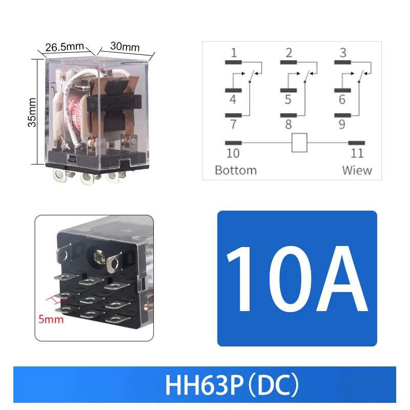 10pcs Small Intermediate Relay AC 220V DC C24 HH52P HH53P HH62P HH63P LED  General Mini Electromagnetic Relay Wholesale