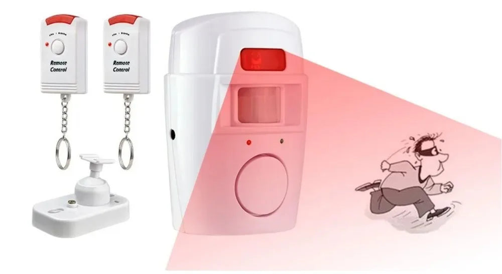Wireless Garage Security Alarm Dual Remote Control Infrared Motion Sensor Detector for Home Burglar Alert Outdoor Shed