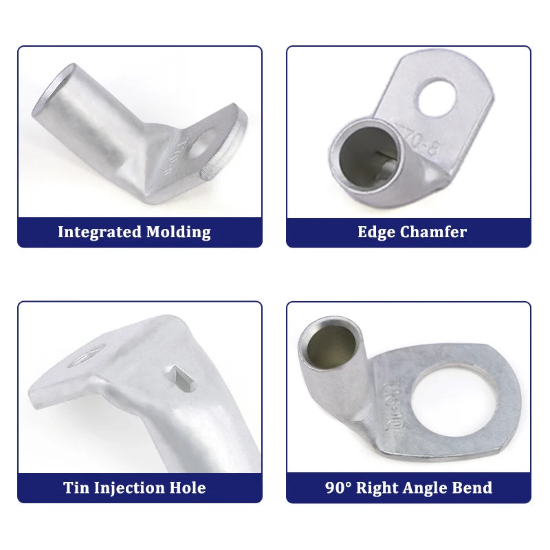 L-type Tinned Copper Wire Terminals 90° Right Angle Crimp Connectors M6 M8 M10 M12 for Automotive Electrical Wiring Connect Lug
