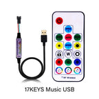 WS2811 WS2812B WS2813 WS2815 LED Pixels Strip Light Controller 3/4PIN USB/DC RF 14/17/21Keys LED Tape Remote Controller DC5-24V