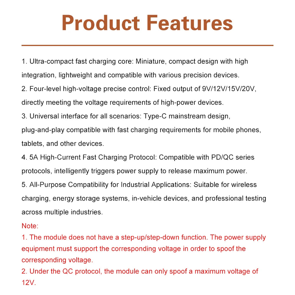 PD3.0 PD3.1 QC2.0 Mini Decoy Fast Charging Module Type-C DC 9V/12V/15V/20V Trigger PD to DC Fast Charge Board