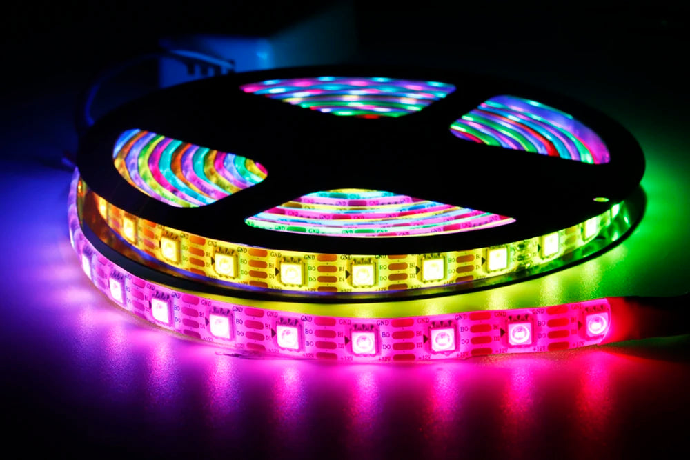 WS2811 WS2812B WS2813 WS2815 5050RGB LED Strip Lights Individually Addressable 30/60/144Pixels/Leds/m Black /White PCB DC5V/12V