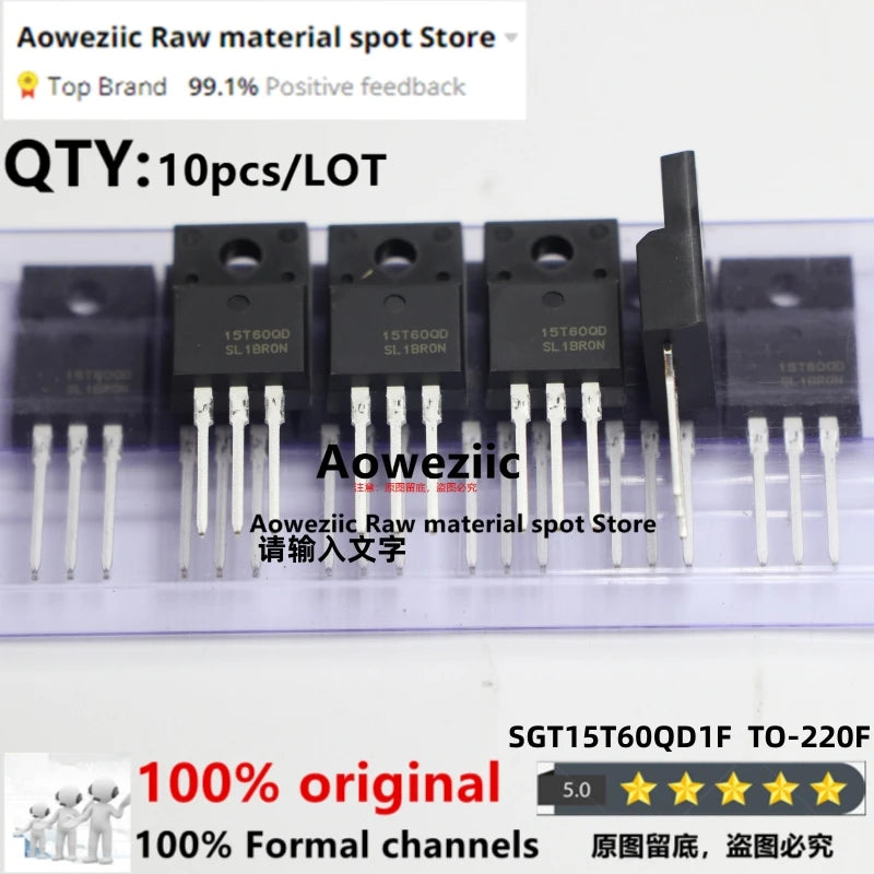 Aoweziic   2019+ 100% New  Original  SGT15T60QD1F 15T60QD TO-220F inverter IGBT Tube 15A 600V