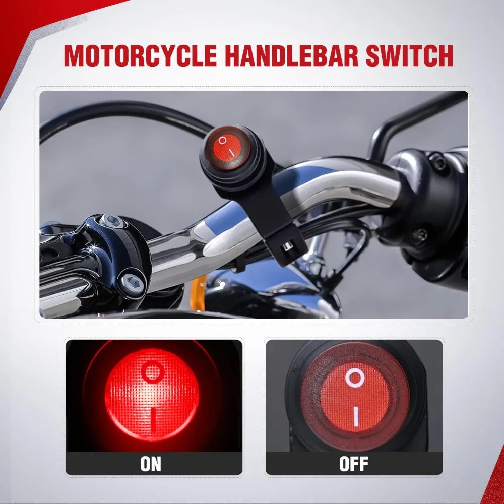 Nilight Motorcycle Handlebar Switch Plug and Play 12V ATV Light Push Button Waterproof ON Off Switches for UTV Driving Lights- Fits 7/8" Handlebars (22mm)