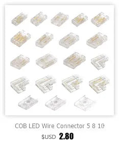 COB LED Wire Connector 5 8 10mm Connection Solderless Mini Buckle FCOB RGB CCT LED Strip Lights 2 3 4 Pin No Dark Area Connector