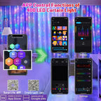 Led Smart Curtain Lights New Year's Garland App RGB Fairy Lights DIY Music Change Display for Window Christmas Room Decoration
