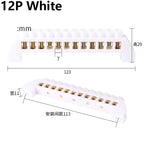 Blue White Green Bridge Design Zero Line 4-12 Pole Screw Brass Copper Grounding Strip Terminal Block Connector Earth And Neutral