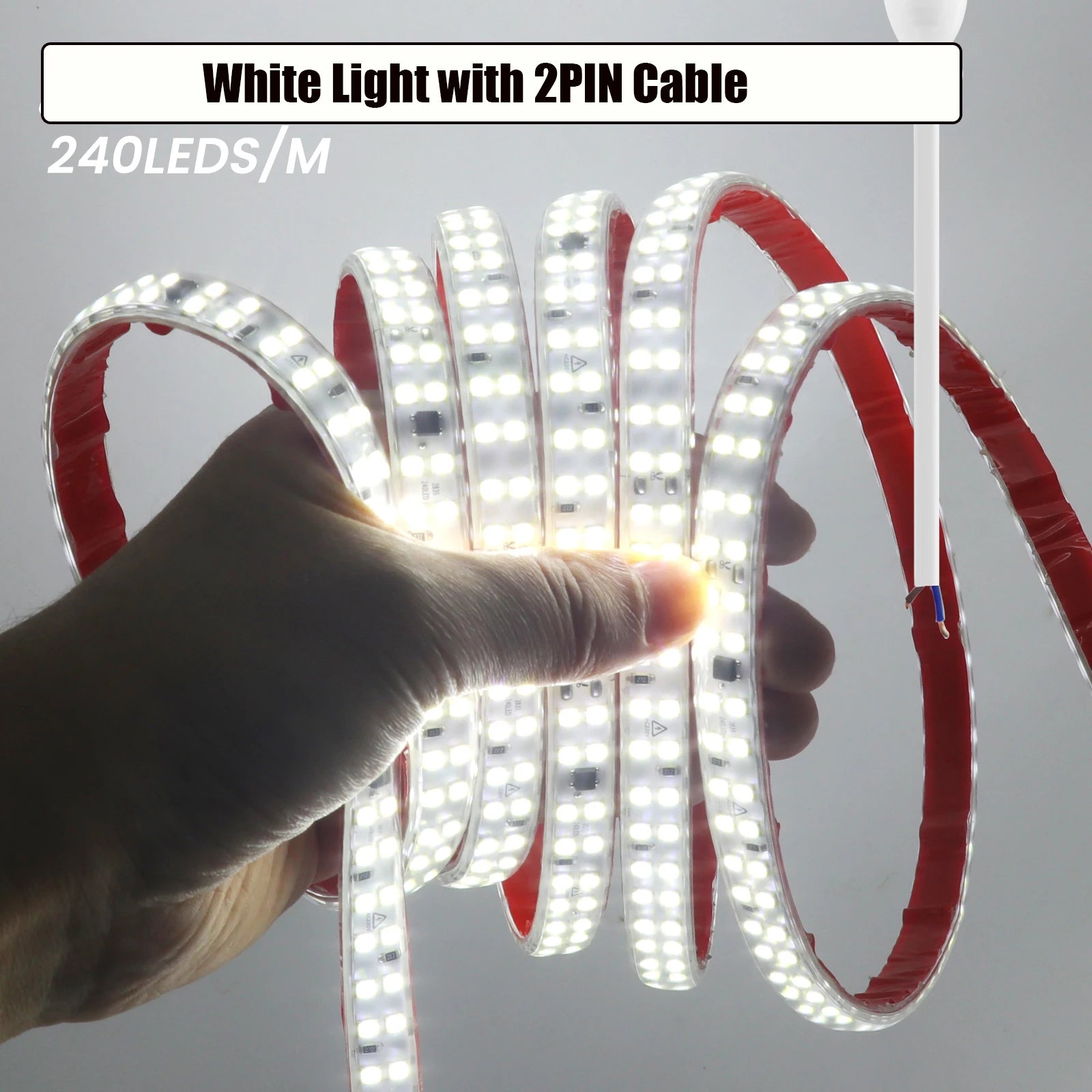 AC 220V LED Strip Waterproof 240Leds/M 3000K 4000K 6000K Home Decor Self Adhesive Tape Chain Light Flexible Ribbon Strip