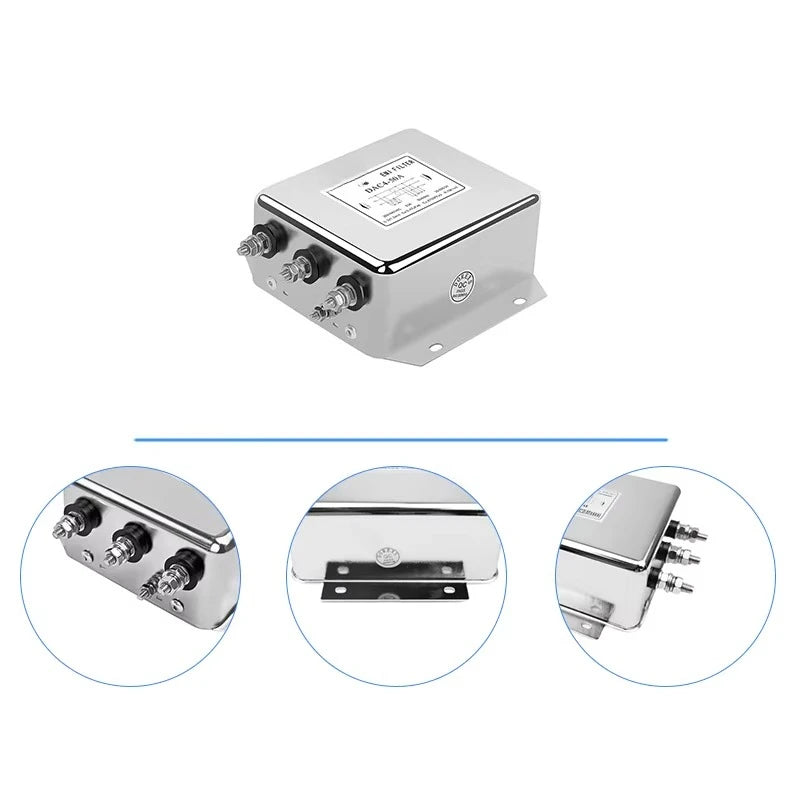 Three-phase EMI power filter 380V 30A 60A 100A | Low noise 3-wire filter CE RoHS certified